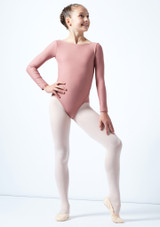 Move Dance Teen Camille Long Sleeve Leotard Pink Front [Pink]