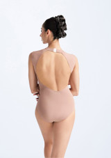 Ballet Rosa Paris Embroidered High Neck Leotard Nude Back [Tan]