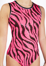 Zone Heatwave Girls Sleeveless Leotard Pink Close up front [Pink]