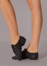 Move Dance Leather Split Sole Jazz Shoe Black Front [Black]