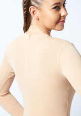 Intermezzo Long Sleeve Turtleneck Catsuit Sand Close up back [Tan]