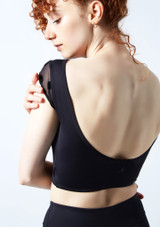 Move Dance Joelle Cap Sleeve Crop Top Black Back [Black]