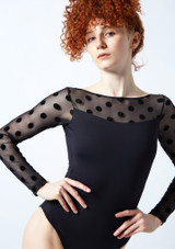 Move Dance Estelle Long Sleeve Leotard Black Close up front [Black]