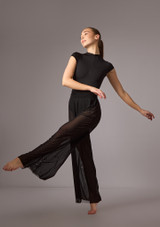 Move Dance Grace Long Mesh Trousers Black Front 3 [Black]