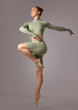 Move Dance Orianna Seamless Zip Crop Top Aloe Green Front 4 [Green]