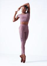 Move Dance Zorya Cap Sleeve Crop Top Front [Pink]