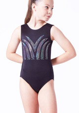 Alegra Girls Opal Tank Gymnastics Leotard Black Front [Black]