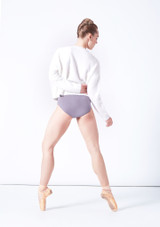 Move Dance Leona Fluffy V Neck Jumper White Back [White]