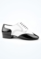 PortDance Mens 042 Tango Black White Dance Shoe Black-White Side [Black]