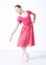 Mid-Calf Length Chiffon Skirt Pink Front [Pink]