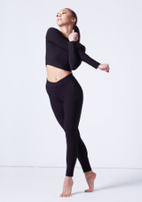 Move Dance Adalia Ribbed Cutout Long Sleeve Top