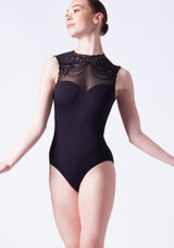 Ballet Rosa Acadia High Neck Motif Leotard Black Front [Black]