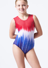 Tank Leotard RED WHITE BLUE STIPPLE FLEX SILVER GALAXY Red-White-Blue Front [Red]