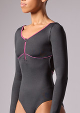 Move Dance Anika Long Sleeve Leotard Black Front 3 [Black]