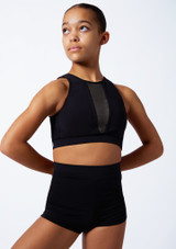 Move Dance Luella Mesh Insert Crop Top Blue Front 2 [Blue]