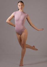 Move Dance Ash Zip Front Cap Sleeve Leotard French Mauve Front [Pink]