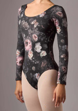 Move Dance Corrie Long Sleeve Floral Leotard Black Front 5 [Black]