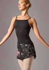 Move Dance Savannah Mesh Floral Skirt Black Front [Black]