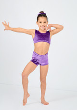 Alegra Girls Illume Velour Gymnastics Shorts Plum Front 6 [Purple]