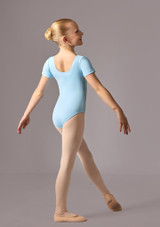 Short sleeved, scoop neck leo (as Freya) Pale Blue Back 3 [Blue]