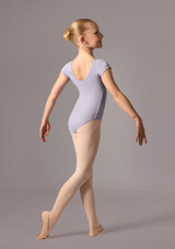 Cap sleeved ruched front leo (as Farrah) Lilac Back 2 [Purple]