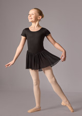 Skirted short sleeved leo (as Lottie) Black Front 2 [Black]