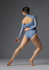Jolista Forever Cutout Mesh Leotard Slate Blue Back [Blue]