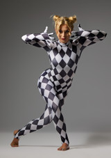 Jolista Gambit Harequin Glove Catsuit Black-White 4 [Black]
