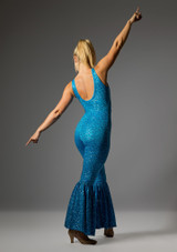Sequin flared catsuit Turquoise 5 [Blue]