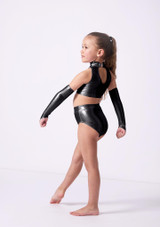 Alegra Girls Metallic Georgie High-Waist Dance Brief Black Front [Black]
