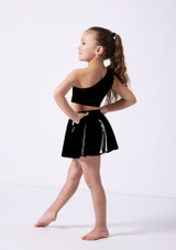 Alegra Girls Metallic Scarlett Asymmetric Top Black Front [Black]