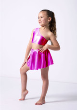 Alegra Girls Metallic Scarlett Asymmetric Top Party Pink Front [Pink]
