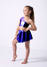 Alegra Girls Metallic Scarlett Asymmetric Top Purple Front [Purple]