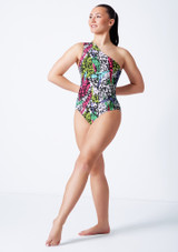 Asymmetric leotard GRF Front [Patterned]