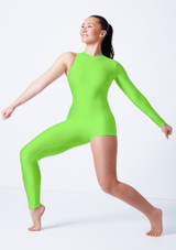 Asymmetric catsuit Fluorescent Green Front [Green]