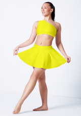 Alegra Shiny Jasmine Circle Mini Skirt Fluorescent Yellow Front 4 [Yellow]