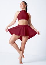 Alegra Shiny Sara High-Low Skirt Burgundy Front 3 [Red]