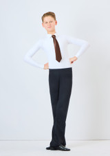 Alegra Shiny Elasticated Tie Brown Front [Brown]