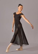 Move Dance Lennie Cap Sleeve Lace Leotard Black Back 5 [Black]