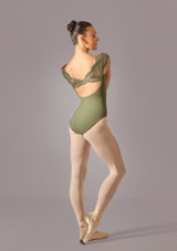 Move Dance Lennie Cap Sleeve Lace Leotard Khaki Back 5 [Green]