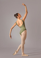Move Dance Leia Low Back Lace Leotard Khaki Back 6 [Green]