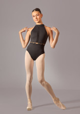 Move Dance Rosie Halterneck Lace Leotard Black Front [Black]