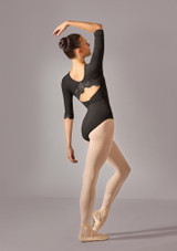 Move Dance Vivi 3/4 Sleeve Lace Leotard Black Back 2 [Black]