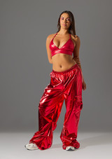 Metallic Hip Hop Jogger Red Front [Red]