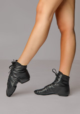 Move Dance Leather Split Sole Jazz Dance Boot Black Front 2 [Black]