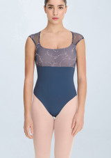 Intermezzo Ilaria Cap Sleeve Leotard Aqua Front [Blue]
