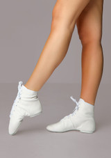 Move Dance Leather Split Sole Jazz Dance Boot White Front 2 [White]