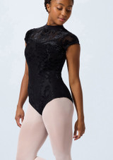 Capezio Rudi Short Sleeve Leotard Black Front [Black]