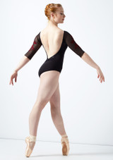 Ballet Rosa Gigi Floral Embroidery Mesh Leotard Black Back [Black]