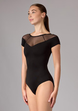 Move Dance Myra Sweetheart Mesh Leotard Black Front [Black]